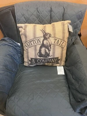 Cotton Tail Company Farms Bunny Rabbit pillow Jute 16" Easter in & out door nwt - Image 1 of 4