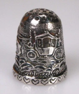 Fingerhut thimble Silber Hochzeitskutsche Pferde Hochzeit 925 Thorvald Greif - Bild 1 von 4