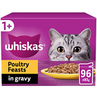Whiskas 1+ Poultry Feasts Mixed Adult Wet Cat Food Pouches in Gravy 96 X 85G