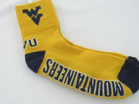 West Virginia Mountaineers Gold Ankle Socks US Men Large Shoe Size 10-13 Cover