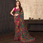 Indian Bollywood Saree Womens Designer Floral Saree With Blouse Wedding / Party