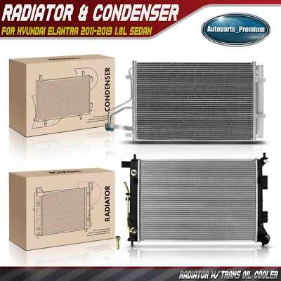 Kit de refrigeración de radiador y condensador de aire acondicionado para Hyundai Elantra 2011-2013 L4 sedán de 1,8 L Foto 1 de 4