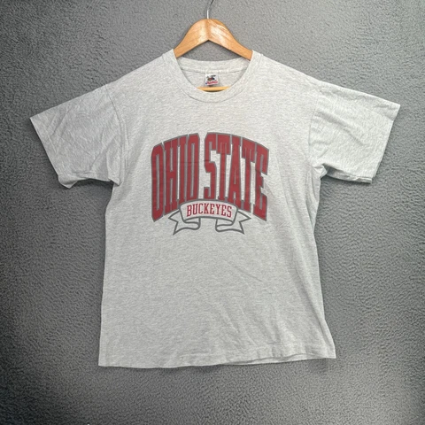 Vintage Ohio State Buckeyes Single Stitch T Shirt Size Large Heather Gray USA Cover