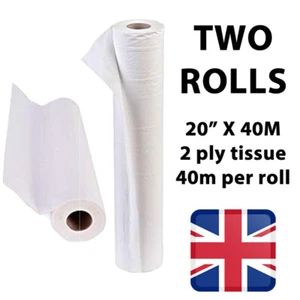 White Couch Rolls 20" 40m GP Salon Beauty Massage Clinic Roll Hygiene Bed Paper - Picture 1 of 6