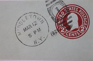 CUT SQUARE 1929 Middletown cancel US Postage 2c red envelope stamp die 4 U432D - Picture 1 of 2
