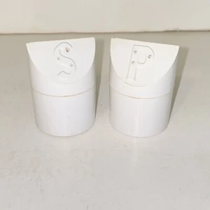 Retro Solid White Half Circle Hard Plastic Salt & Pepper Shaker Set MCM Kitsch - Picture 1 of 14