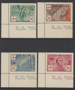 1941 Deutsche Besetzung Belgien Spendenvignetten MiNr. I bis IV ** Eckrandstücke - Bild 1 von 2