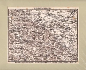 EL BOSQUE DE TURINGIA, mapa ferroviario y plano 1861-67 de Ludwig Ravenstein - Imagen 1 de 2