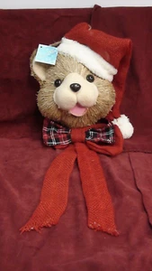 BRISTLE TEDDY BEAR CHRISTMAS WALL HANGING DECORATION SEASONS BY NICOLE - Picture 1 of 5