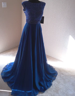 VESTIDO DE 2 PIEZAS PARA MUJER SHERRY HILL TALLA 2 CON FALDA HASTA EL PISO SUPERIOR CON CUENTAS Foto 1 de 4