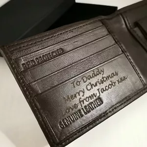 BRAUNE personalisierte Geldbörse + GESCHENKBOX graviert aus echtem Leder Papa Opa Papa - Bild 1 von 7