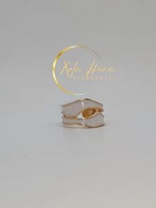 Adjustable White Enamel Ring Irregular Shape Spring Summer Gift Women - Picture 1 of 5