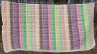 VTG Afghan Homemade Multi Color Hand Crocheted Blanket Throw 60 x 58 Baby Pastel