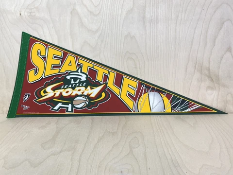 2000's SEATTLE STORM WNBA Basketball Premium Felt 12x30 Collectors PENNANT Cover