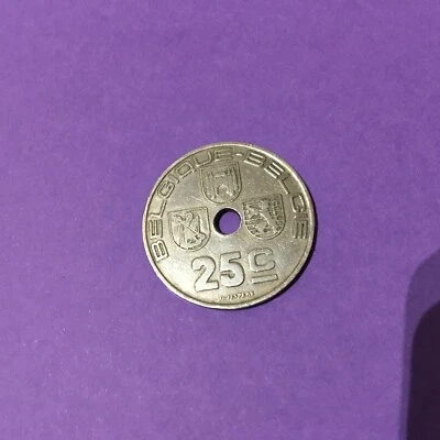 BELGIUM  25  CENTIMES 1939  KM # 114.1  VF. - Image 1 of 2