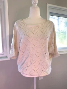 Women's Cream Ivory M medium 80s style Slouch Style Boxy sweater Top - Picture 1 of 11