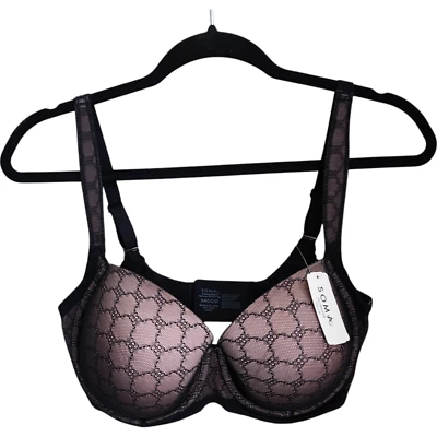 Soma Intimates 胸罩蕾丝钢圈 34DDD 黑色米色令人惊叹支撑 Geo 全新带标签 66 美元 — 第 1/4 张图片