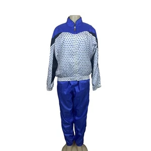 Vintage Ellesse Women's White and Blue Polka Dots Tracksuit Sz 12 - Picture 1 of 14