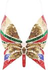 Mocure Womens Glitter Sequin Butterfly Crop Top Low-Cut Tank Top Rave Tube Vest 