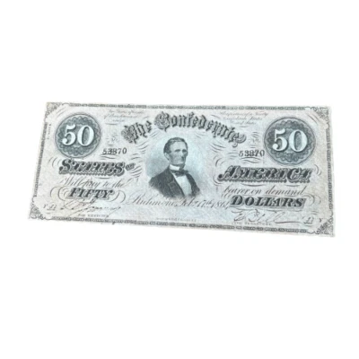 1864 Confederate State of America $50 Dollar Richmond Note - Scarce Series 3 - Image 1 of 4