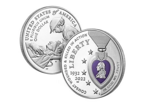 2022 W Colorized National Purple Heart 99.9% Silver Dollar Coin Cover
