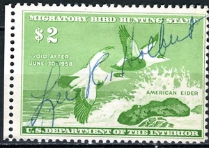 SC# RW24 - 1957 $2.00 Federal Duck Stamp - American Eiders - Used - Picture 1 of 1
