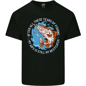 Wife is the Best Catch Funny Fishing Fisherman Mens Cotton T-Shirt Tee Top - Picture 1 of 15