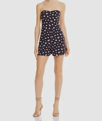 French Connection Women's Blue Floral Printed Sweetheart Neck Romper Size 2 - Image 1 of 4