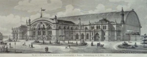 Bahnhof-Bremen"Zentralbahnhofsgebäude in Bremen" Original Holzstich von 1889 - Bild 1 von 2