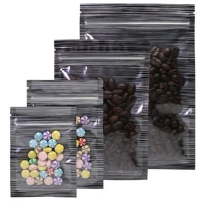 100/500/1000 Klar Fenster Schwarz Design Mylar Folie Aufbewahrung Reißverschluss Verschluss Beutel - Bild 1 von 8