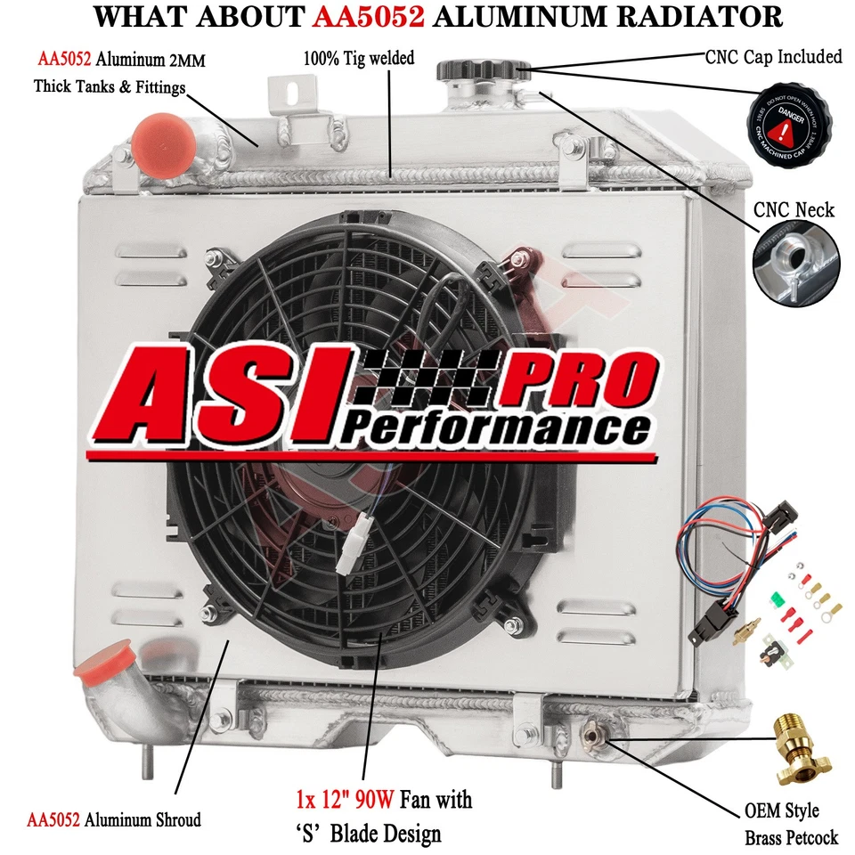 3 Row Radiator&Shroud Fan Fit 1941-1952 Jeep Willys MB/CJ-2A/M38 Ford GPW - Imagem 1 de 4