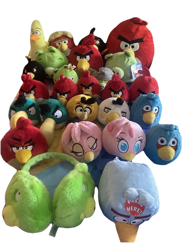 Lot Of 26 Angry Birds Plush Red Blue Rio Pig Commonwealth Classic/ 1 Earmuffs  - Image 1 of 4