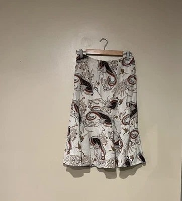 Two Star Dog Women's MIDI Tiered Paisley Linen Cotton Blend Skirt Made In USA Sm - Image 1 of 4