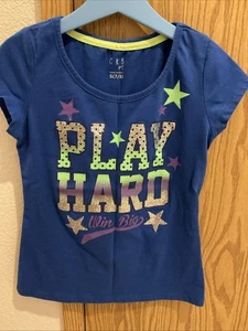 CRB Girl Girls’ Blue Play Hard Win Big Shirt Size 7/8 - Picture 1 of 2
