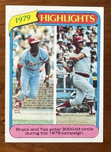 1980 Topps Baseball 1979 Highlights LOU BROCK  CARL YASTRZEMSKI YAZ #1 NM-MT - Picture 1 of 2