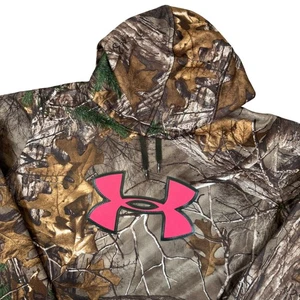 Under Armour Realtree Camo Hoodie Pink Logo Loose Fit Womens XL - Picture 1 of 7
