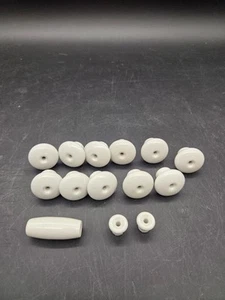 Lot Of 14 Porcelain Drawer Pulls Misc Cabinet Early Vintage White  - Picture 1 of 5
