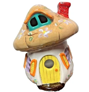 Bemalte Keramik Pilz Votivkerze Haus Fee skurrile Glasur verrückt MCM - Bild 1 von 12