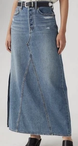 Levi's donna icona jeans lungo maxi gonna spacco etichetta tg. 31 Misurazione 33 Pollici Vita - Foto 1 di 18