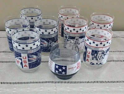 Vintage 1969 Libbey NASA Apollo 13 & 14 Glass Tumbler Set of 9-11 OZ - Image 1 of 4