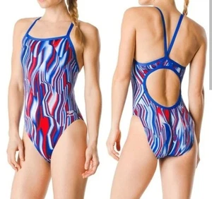 Speedo Swimsuit Youth 20 One Piece Endurance Plus Flyback Racing Cut Patriotic - Picture 1 of 12