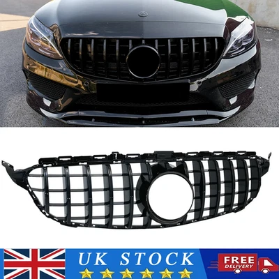 WPKMOTORS For Mercedes Benz C Class W205 C205 2015-2018 Front Grille Gloss Black GT Style