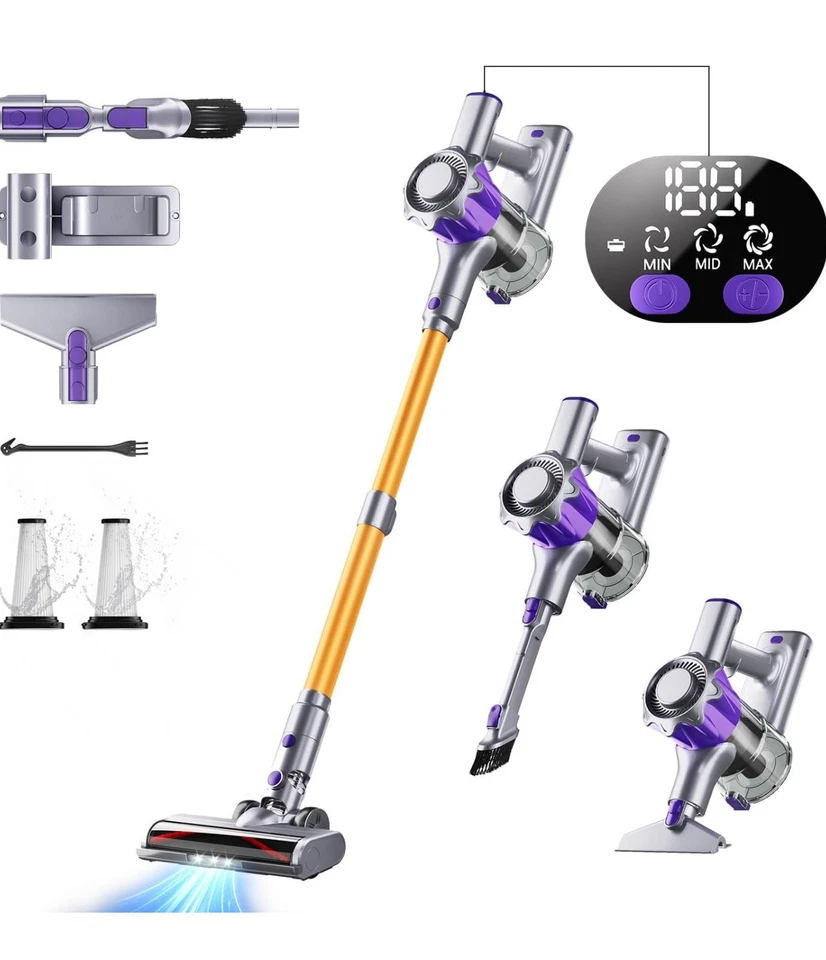 Cordless Vacuum Cleaner, 450W 40Kpa Powerful Stick Vacuum, Up to 50Mins Cyclone - Image 1 of 4