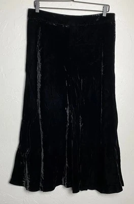 J Jill Velvet Maxi Skirt Women's Size 12P Solid Black Zip Back Rayon - Image 1 of 4