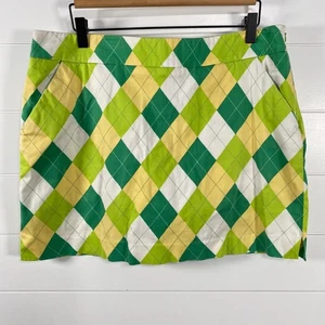 Loudmouth Golf Womens Fairway A Tisket A Tasket Classic Skort sz 12 Green Argyle - Picture 1 of 13