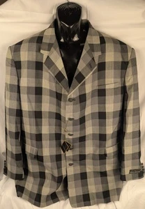Mens Blazer Sport Coat Jacket Stacey Adams 54L Black Gray Check NWT - Picture 1 of 11