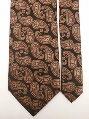 Alexandre Savile Row 棕色丝绸领带黑色棕褐色男式佩斯利领带 — 第 1/4 张图片