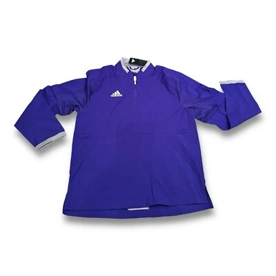 Adidas Team Mens Baseball Size Small Purple Gray Pullover Warmup Zip Sleeves NWT - Image 1 of 4