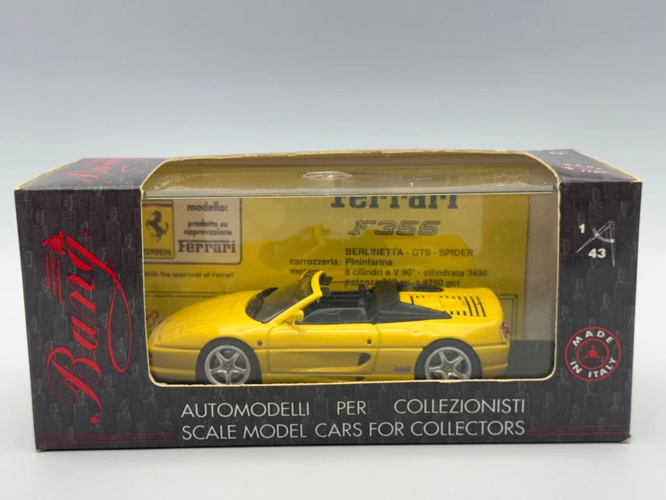 Bang Models #8034 Ferrari 355 Road Spider, Yellow 1:43, NIB - Image 1 of 4