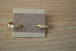 0.30ct Moissanite Mini Hoop Earrings 14K Yellow Gold over Fine Silver ~ Nice